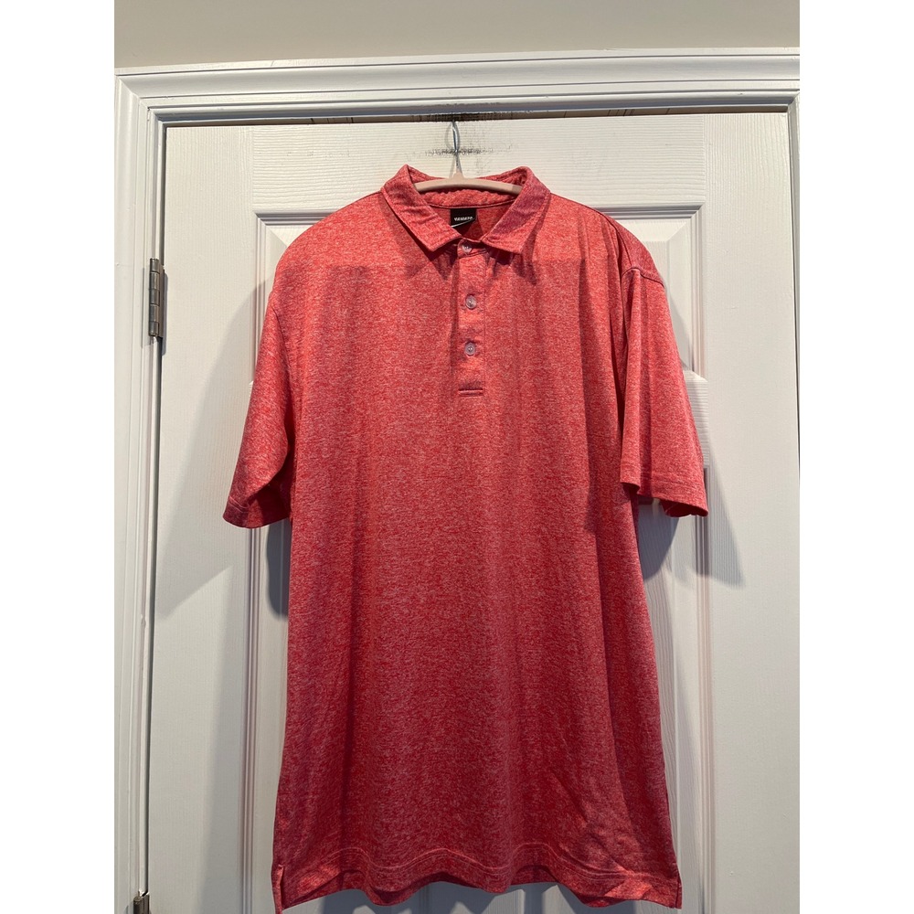 Yamato Mens Red Heathered Performance Golf Polo Shirt Short Sleeve Stretch XL
